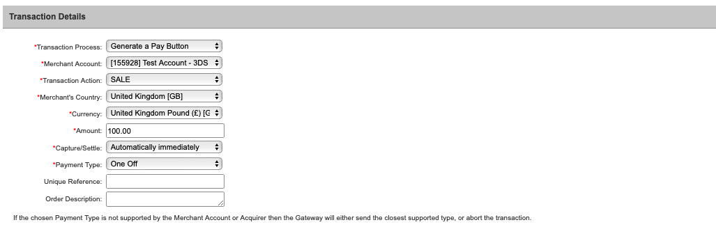 Transaction Details Options